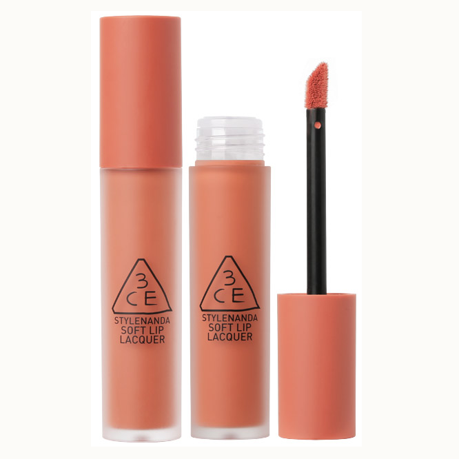 Son kem lì 3CE Soft Lip Lacquer Peach Tea – Cam Nude